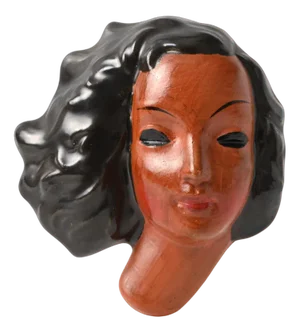Ceramic Wall Mask by Adolf Prischl for Goldscheider, 1940s