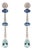 Modern 1.02ct Sapphire Aquamarine Diamond Linear Drop Earrings in 14k Gold- A Pair For Sale