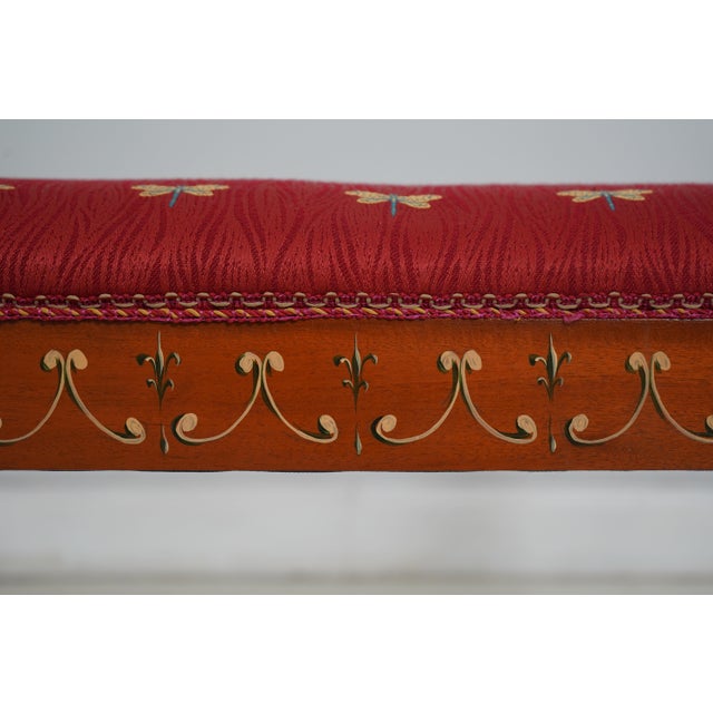 Adams Paint Decorated Cane Side Window Bench For Sale - Image 12 of 14