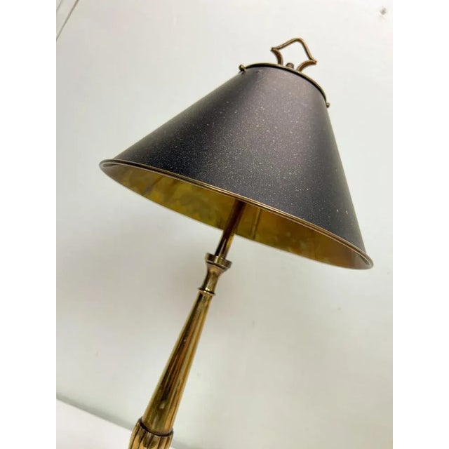 French Neoclassical Brass and Chrome Table Lamp with Dolphins, 1950s For Sale - Image 6 of 13