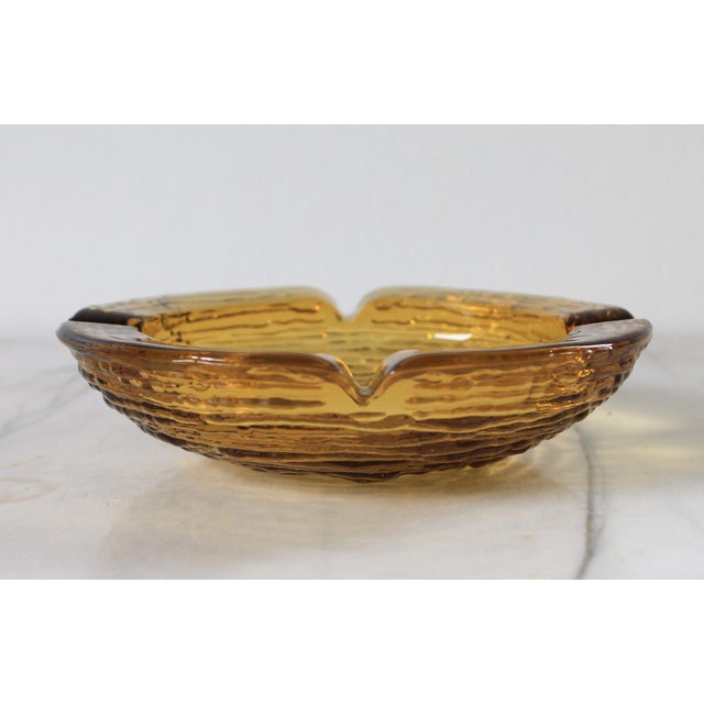 Mid-Century Amber Glass Ashtrays S/3 For Sale - Image 4 of 7