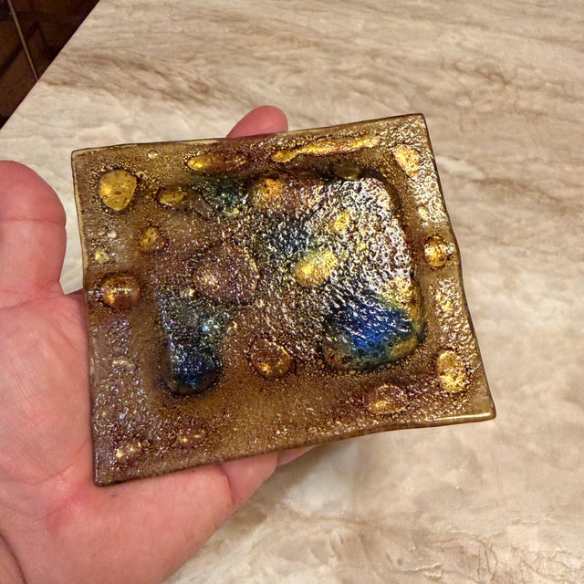Vintage Fused Art Glass Trinket Dish or Ashtray Felipe Delfinger Feders For Sale - Image 9 of 10