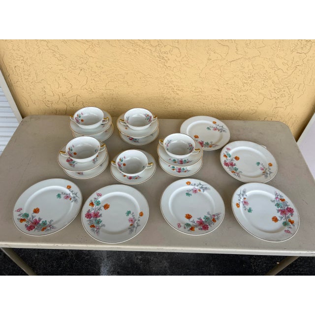 1920s Soup/Bouillon Bowl ,Saucer & Plate Set 24 Pieces For Sale - Image 9 of 12