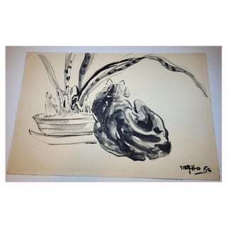 Viet Hô, Cats I, 1965, Watercolor For Sale