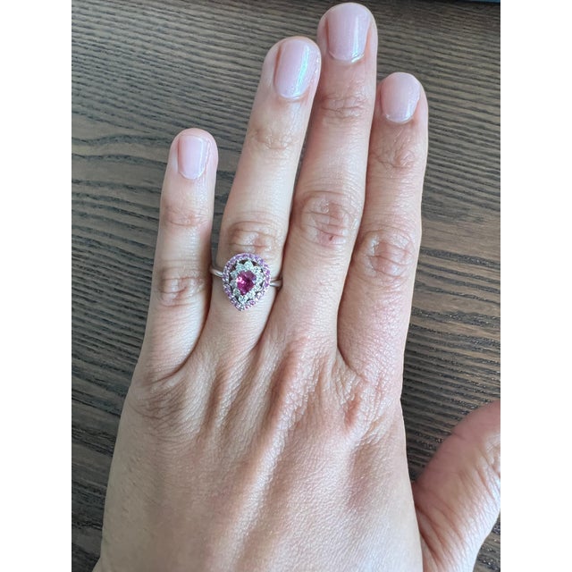 2020s Roshe Jewels Ruby Ring With Pink Sapphire and Diamond White Gold Engagement Ring, Size 7 For Sale - Image 5 of 9