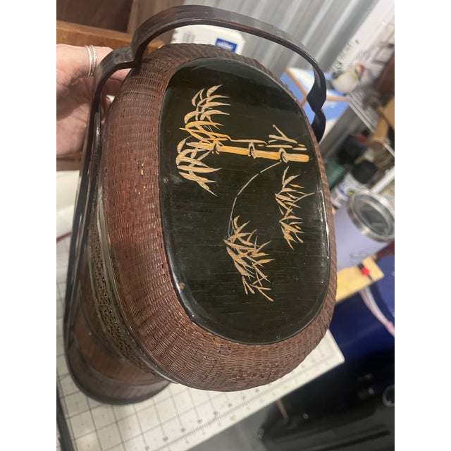 Vintage Chinese 4-Tier Wicker and Cane Wedding Basket For Sale In Phoenix - Image 6 of 6