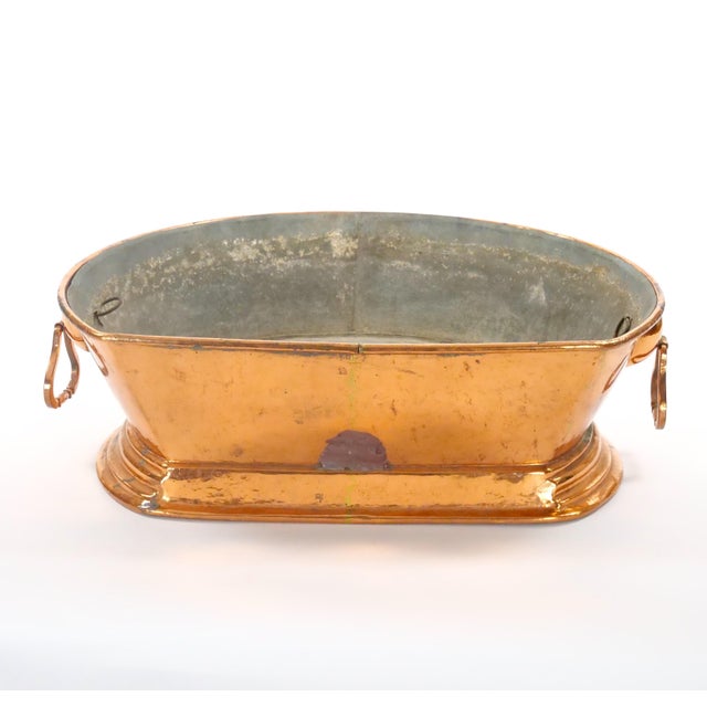 Large English Antique Copper Basin / Lions Head Side Handles For Sale In New York - Image 6 of 12