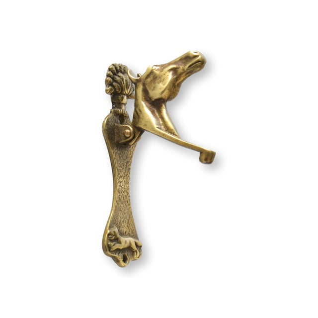 Antique English Brass Horse Doorknocker For Sale - Image 4 of 5
