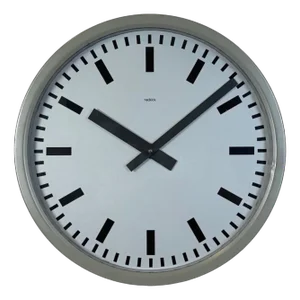 Industrial Grey Station Wall Clock from Nedklok, 1960s