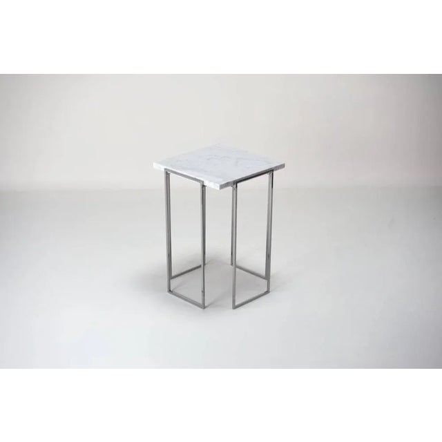 Carrara Marble Kaus Cromo Side Table by Nicola Di Froscia for DFdesignlab For Sale - Image 6 of 7