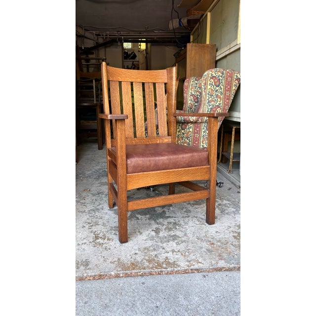 1910s Stickley Era Mission Oak Lounge Chair For Sale In San Francisco - Image 6 of 11
