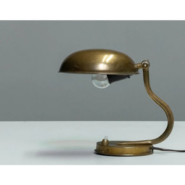 Desk Lamp with Adjustable Shade in Brass attributed to Asea, 1940s For Sale - Image 6 of 9
