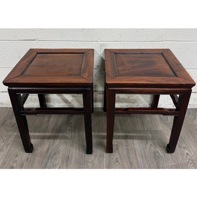 Vintage Ming Style Hong Kong Blackwood End Tables Side Tables - Pair For Sale In Kansas City - Image 6 of 12