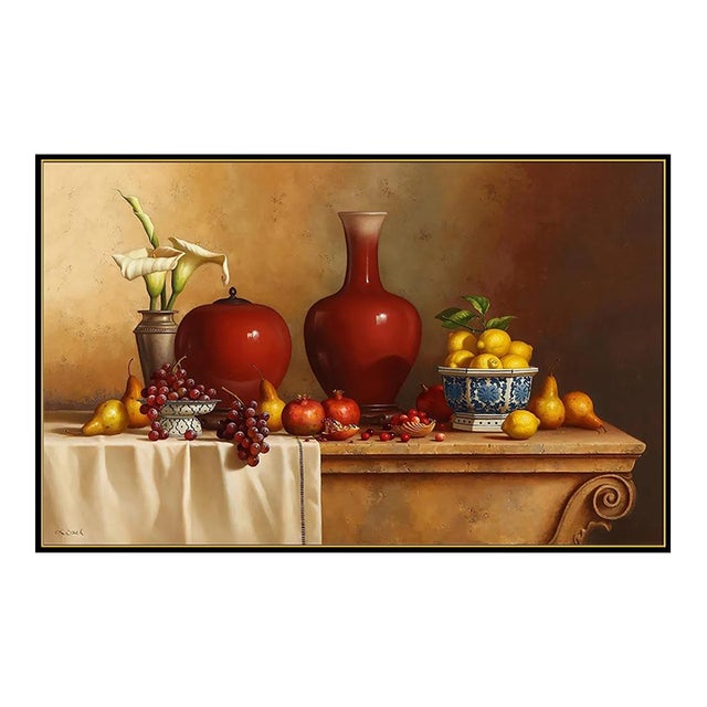 Late 20th Century Still Life with Fruit and Porcelains, Loran Speck For Sale
