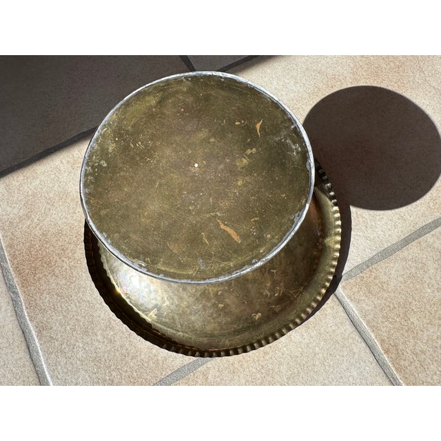 Antique Art Deco Center Table in Wrought and Hammered Brass, Germany, 1920s For Sale - Image 10 of 11
