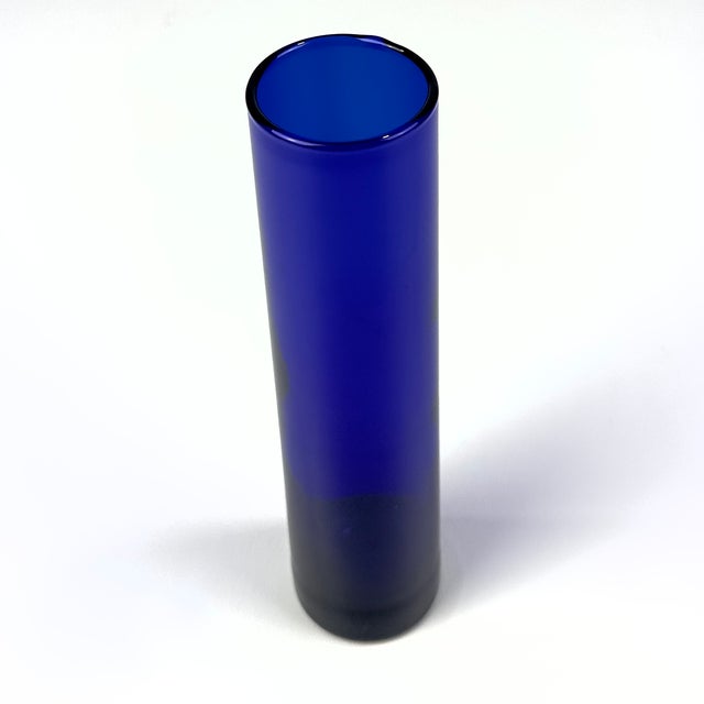 Blue Timeless Vintage Cylindrical Cobalt Glass Vase Curation - Group of 5 For Sale - Image 8 of 12