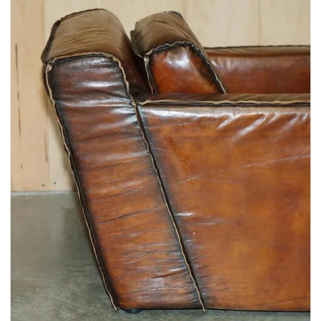 Art Deco Whisky Brown Leather Club Armchairs, Set of 2 For Sale - Image 10 of 18