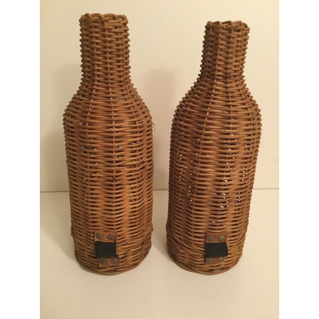 1970s Primitive Wicker Wine Bottle Basket Holders a Pair Chairish