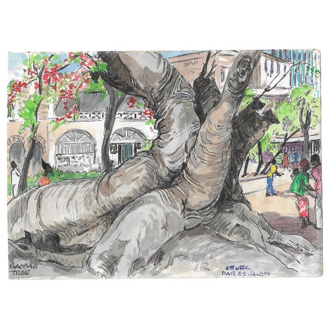 African Ivy Attwell New Africa Hotel Tanzania Painting For Sale - Image 3 of 3