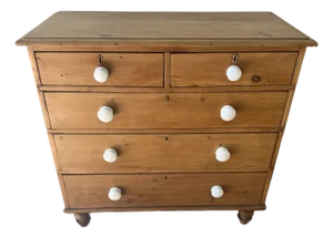 Antique Pine Two Over Three Drawers - Chest of Drawers From England