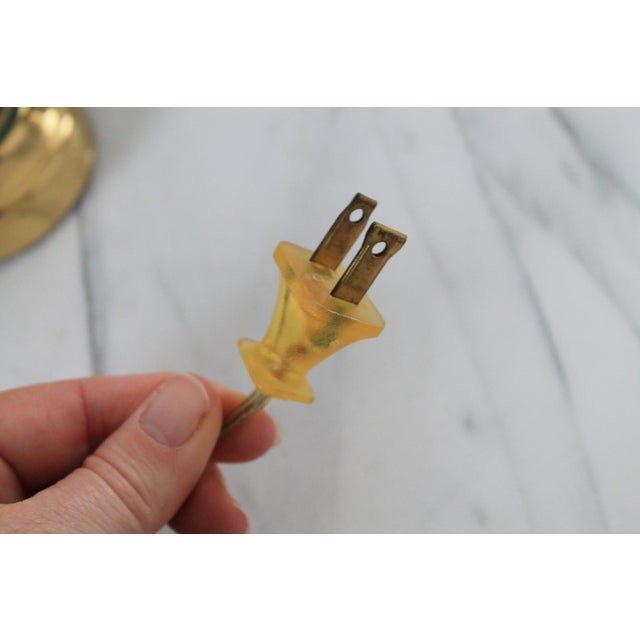 Hollywood Regency Vintage Ceramic Turquoise and Gold Enamel Accent Table Lamp For Sale - Image 3 of 9