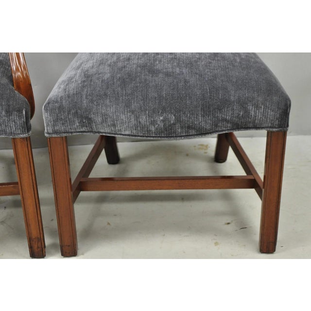 Antique Chippendale Style Mahogany Carved Fretwork Dining Chairs - Set of 10 For Sale - Image 10 of 18