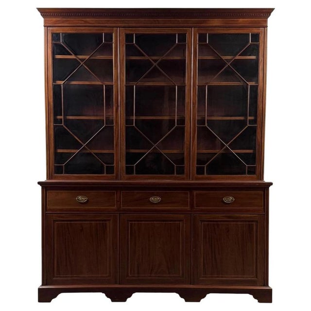 Large Antique 18th Century English Georgian Mahogany Bookcase For Sale - Image 13 of 13