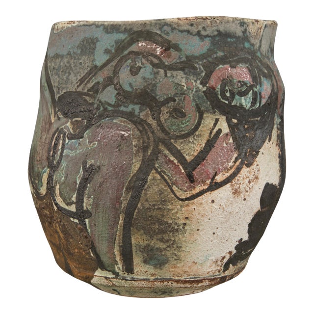 Roger Herman Erotic Ceramic Vessel with Deconstructed Rim, Signed and Dated 97' For Sale