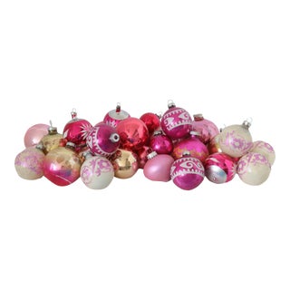 Mercury Glass Ornaments in Pinks, 32Pcs For Sale