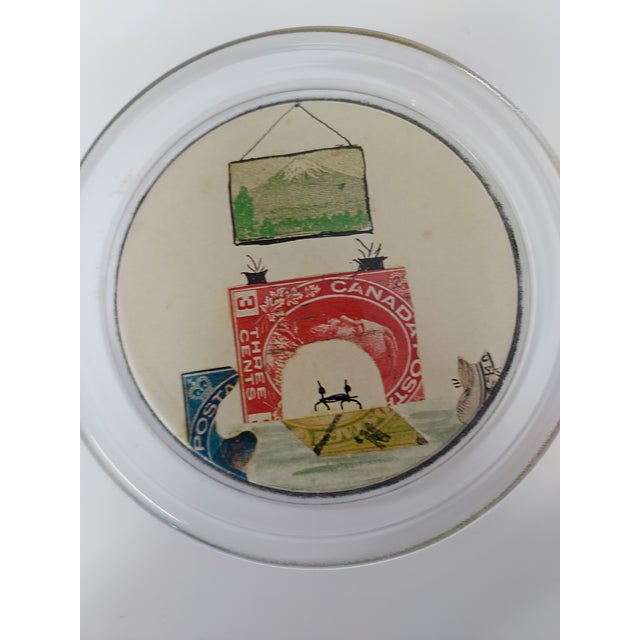 American 1990s John Derian Coasters Set of 4 Decoupage and Blown Glass 4" Diameter For Sale - Image 3 of 7