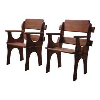 1960s Midcentury Brutalist Arm Chairs - Set of 2 For Sale