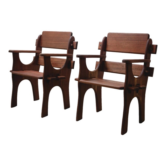 1960s Midcentury Brutalist Arm Chairs - Set of 2 For Sale