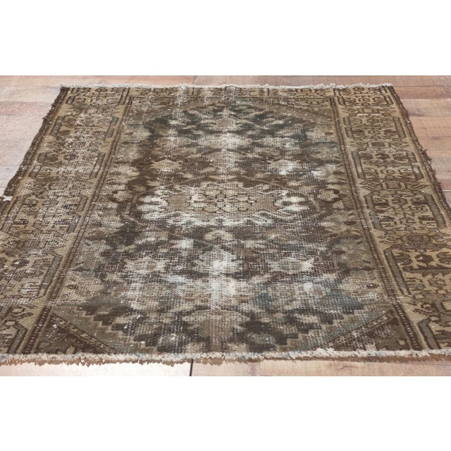 Brown Early 20th Century Distressed Antique Worn Persian Rug, 03'01 X 04'01 For Sale - Image 8 of 10