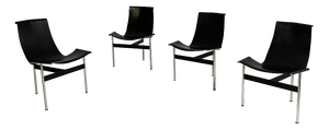 Italian Modern Leather T Chairs by Katavolos, Littell and Kelley for ICF, 1960s, Set of 4