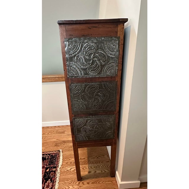 Late 19th Century Antique Cherry Wood Pie Safe With 12 Punched Tins For Sale - Image 5 of 11