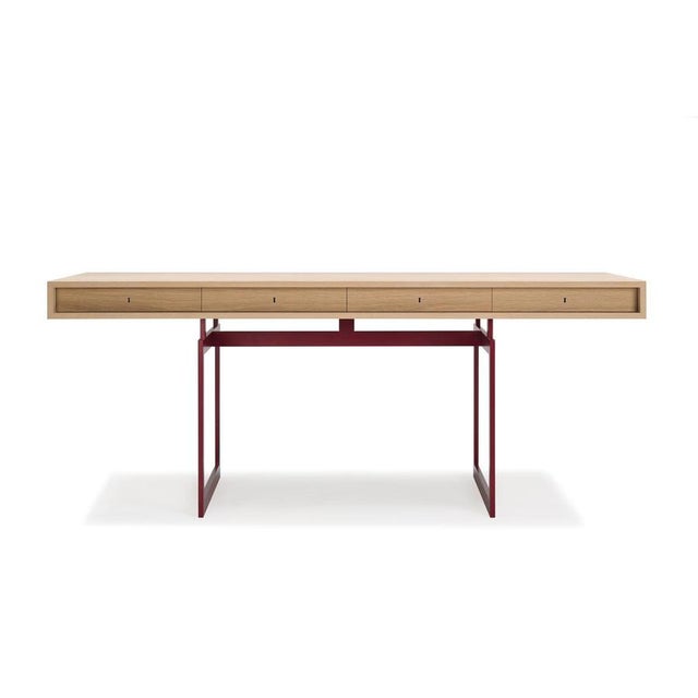 Not Yet Made - Made To Order Red and Natural Oak Office Desk by Bodil Kjaer For Sale - Image 5 of 10