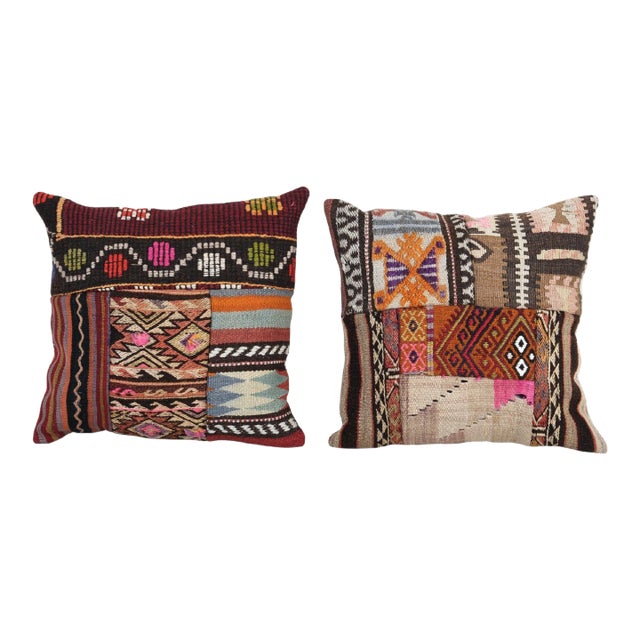 Turkish Kilim Pillow Cover - a Pair For Sale