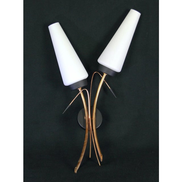 Mid 20th Century Maison Arlus Black and Brass Sconce, Mid 20th Century France For Sale - Image 5 of 5