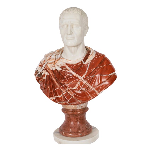 Vintage Portrait Bust of Roman Emperor Otho, 20th Century, Carrara Marble For Sale