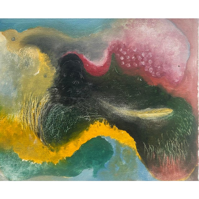 Vintage Mixed Media Abstract Painting by Manuel Mendive, Signed Dated "92 For Sale - Image 4 of 6