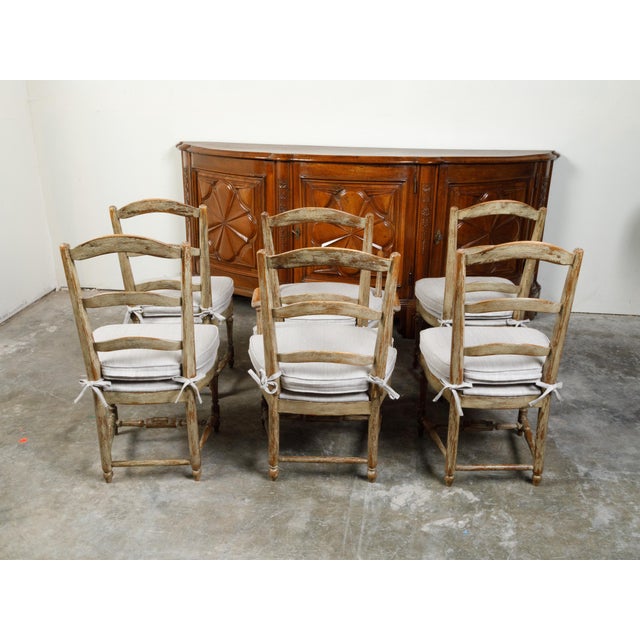 French Set of Six French 19th Century Dining Room Chairs with Carved Guilloches Friezes For Sale - Image 3 of 12