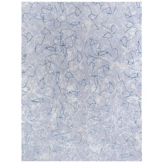 Modern Tibetan Ink Ondulations Hand-Knotted Wool & Silk Rug by Doris Leslie Blau For Sale