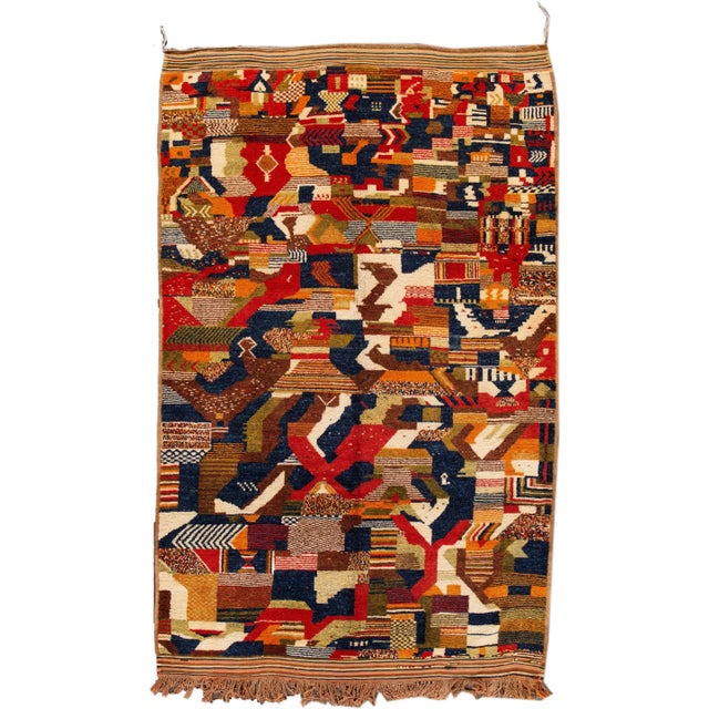 Vintage Moroccan Handmade Allover Motif Multicolor Wool Rug For Sale - Image 12 of 12