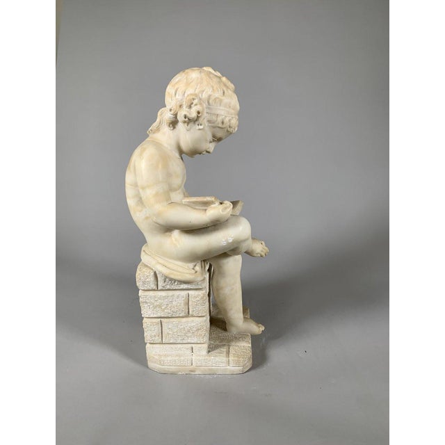 Off-white 19th Century Marble Sculpture The Reader After Canova For Sale - Image 8 of 11
