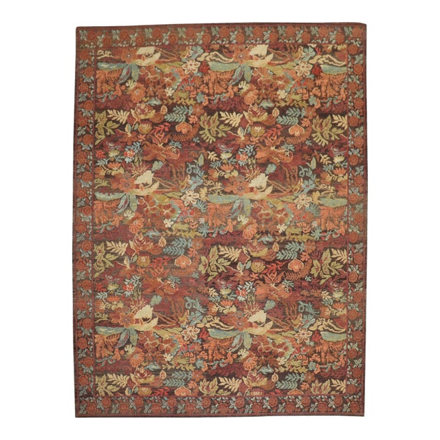 Contemporary Turkish Besserabian Floral Autumn Carpet For Sale
