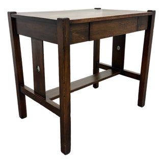 Antique Wood Desk + Drawer For Sale