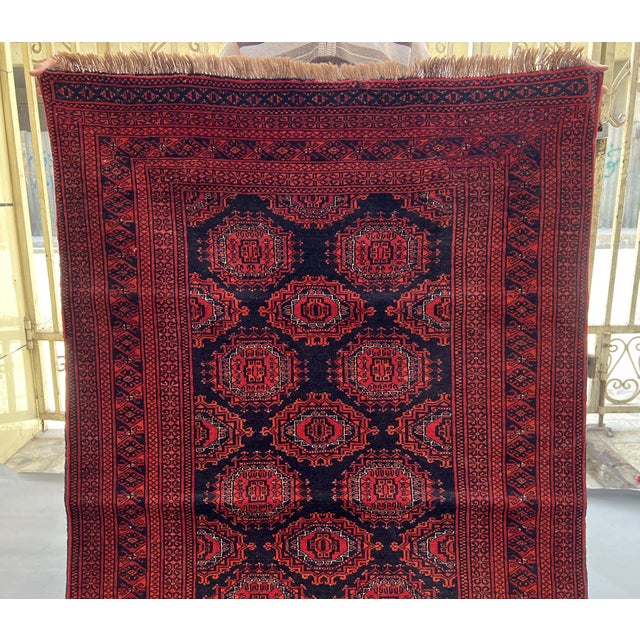 Red Vintage Afghan Ersari Sarouk Gul Tribal Rug - 5'11" X 3'9" For Sale - Image 8 of 12