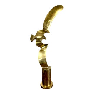 Mid Century Brass Sculpture Bird in Flight by Hattakitkosol Somchai For Sale
