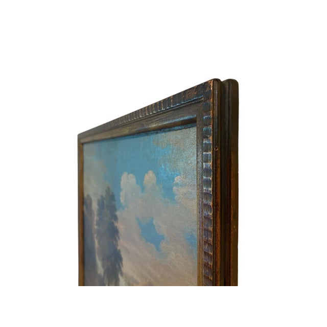 19th Century Beautiful Oil Painting of Figures and Vessels on a Lake For Sale - Image 9 of 11