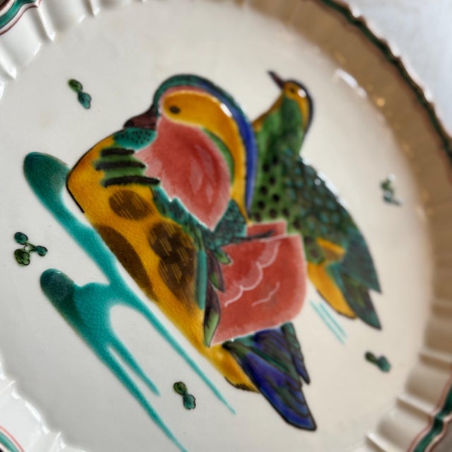 Late 20th Century Vintage Japanese Kutani Mandarin Duck Motif Round Decorative Display Plate 9.75" For Sale - Image 5 of 8